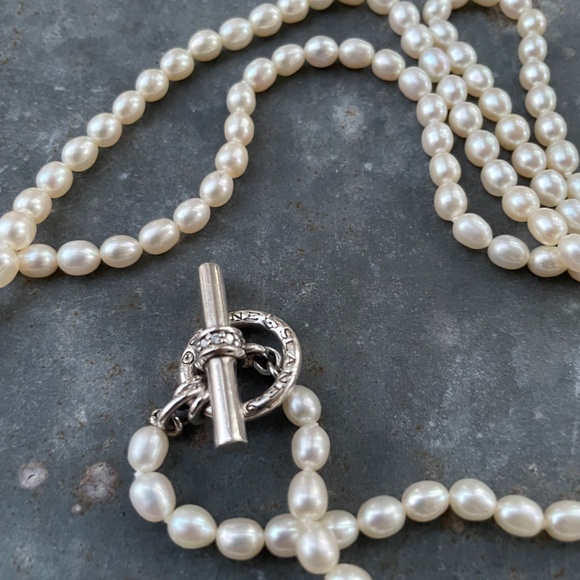 Slane & Slane Pearl 48" Necklace w/ diamond-encrusted toggle clasp - Picture 2 of 7